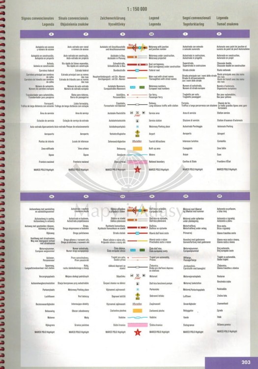 HiszpaniaPortugaliaAtlasMP_13.Hiszpania i Portugalia 1:300 000. Atlas samochodowo-turystyczny wydawnictwa Marco Polo. Przykładowe strony 12