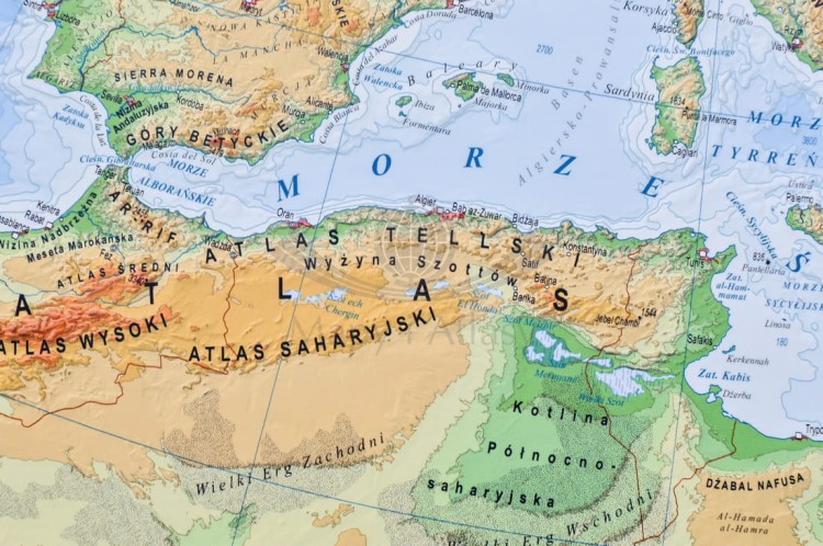 Europa. Mapa polityczna i fizyczna. Podkładka na biurko. Fragment 4