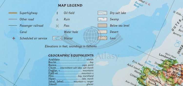 Europa 1:8 399 000. Mapa polityczna w ramie drewnianej. Wydawnictwo: National Geographic. Legenda
