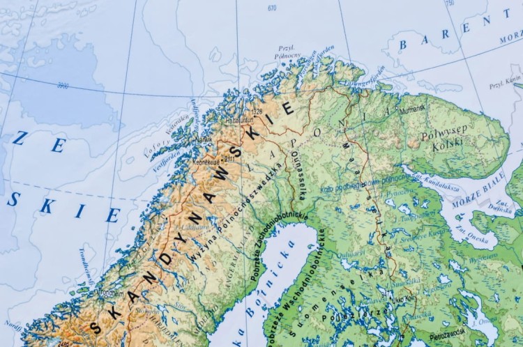 Europa. Mapa polityczna i fizyczna. Mapa ścienna. Fragment 5