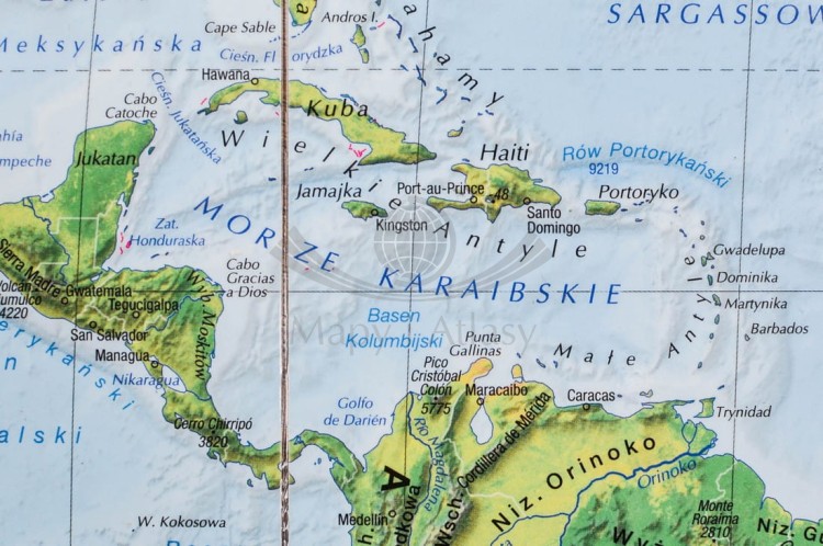Świat. Dwustronna, laminowana mapa składana. Polityczna i krajobrazowa (fizyczna) XXL. Wydawnictwo ExpressMap. Fragment 6