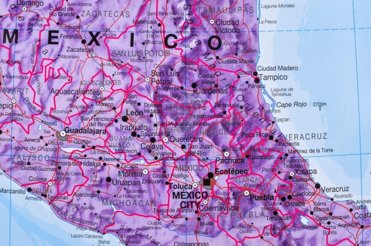 Ameryka Północna 1:7 000 000. Mapa polityczna w wersji do wpinania wydawnictwa Maps International. Fragment 7