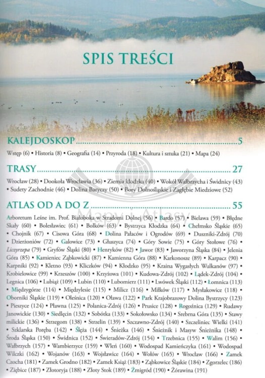Dolny Śląsk. Atlas turystyczny. Wydawnictwa SBM. Spis treści