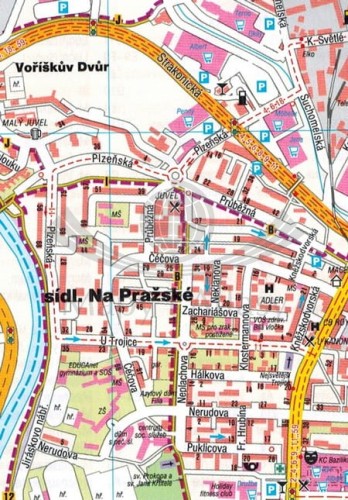 Czeskie Budziejowice, Hluboka nad Wełtawą i okolice. Plan miasta / Mapa turystyczna wydawnictwa Freytag & Berndt. Fragment 1