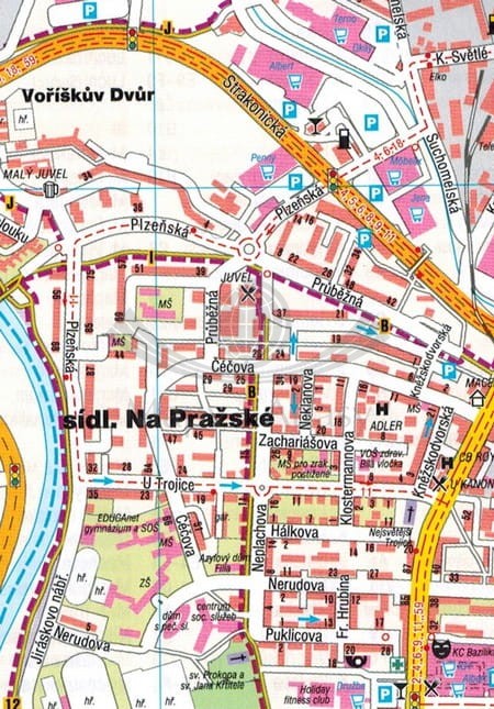 Czeskie Budziejowice, Hluboka nad Wełtawą i okolice. Plan miasta / Mapa turystyczna wydawnictwa Freytag & Berndt. Fragment 1