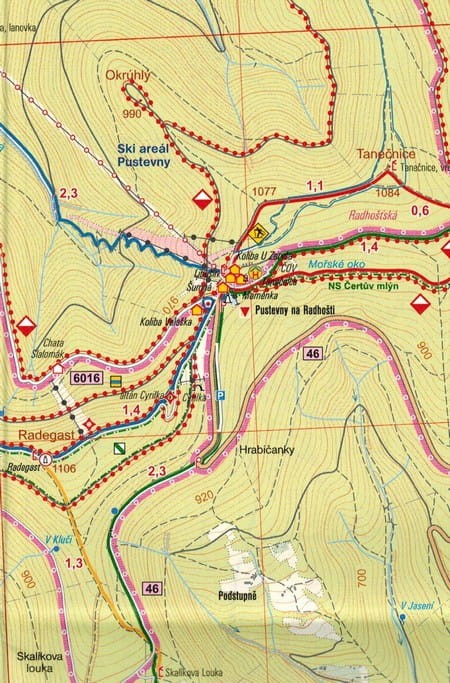 Beskid Śląsko-Morawski, cz. południowa / Beskydy Jih. Mapa turystyczna 98 wydawnictwa Geodezie On Line. Fragment 1