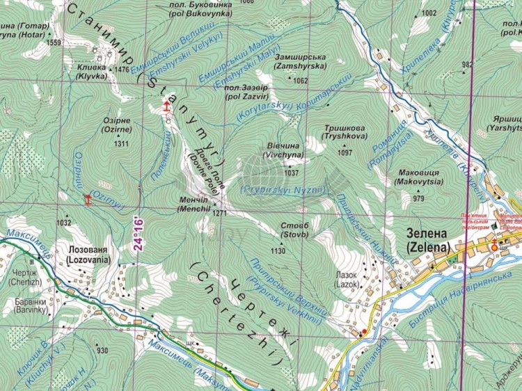Gorgany centralne. Mapa turystyczna wydawnictwa Assa. Fragment 2