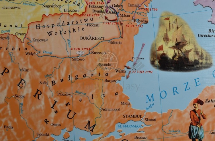 Europa w latach 1789-95 / Francja w okresie rewolucji. Mapa ścienna wydawnictwa Meridian. Fragment 5