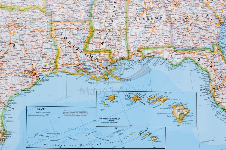 USA 1:4 561 000. Mapa polityczna w ramie drewnianej. Wydawnictwo: National Geographic. Fragment 10