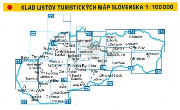 Słowacki Kras i Raj, Rudawy Słowackie - wschód / Slovenske Rudohorie - vychod. Mapa turystyczna 233 wydawnictwa Shocart.  Zasięg