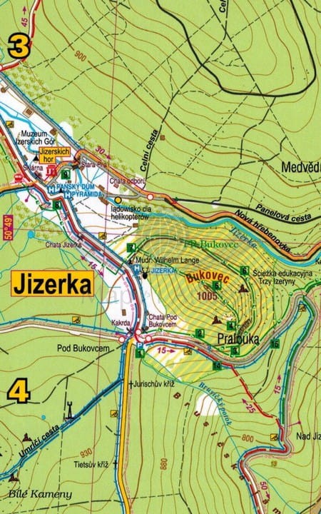 Jakuszyce, Harrachov, Szklarska Poręba. Laminowana mapa turystyczna wydawnictwa Galileos. Fragment 3