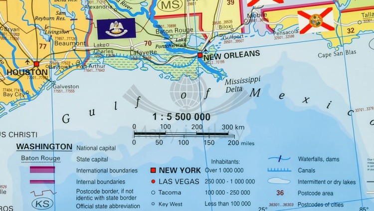 USA 1:5 500 000. Mapa kodowa w wersji do wpinania. Wydawnictwo: Stiefel. Fragment 8