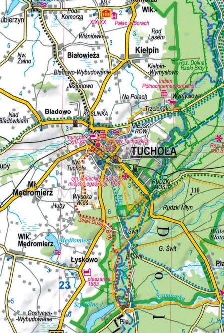Bory Tucholskie, Kaszuby, Kociewie. Laminowana mapa turystyczna wydawnictwa ExpressMap. Fragment 1