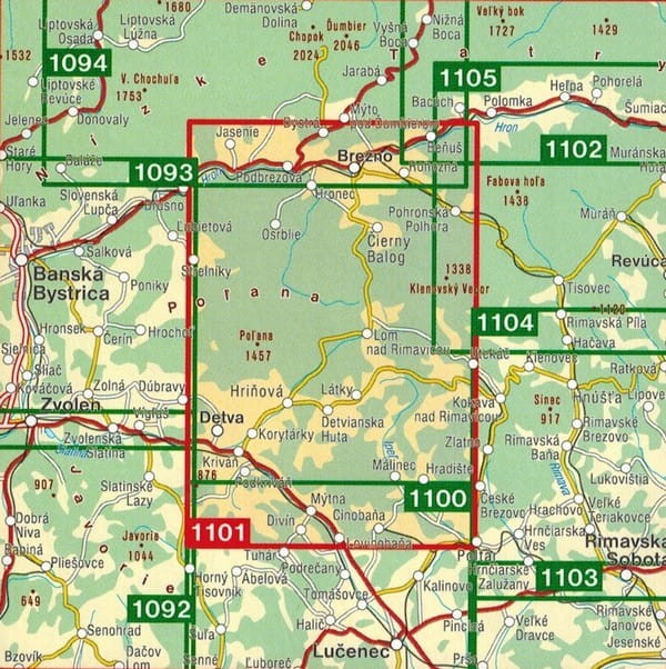 Polana mapa turystyczna 1101 wydawnictwa Shocart. Zasięg
