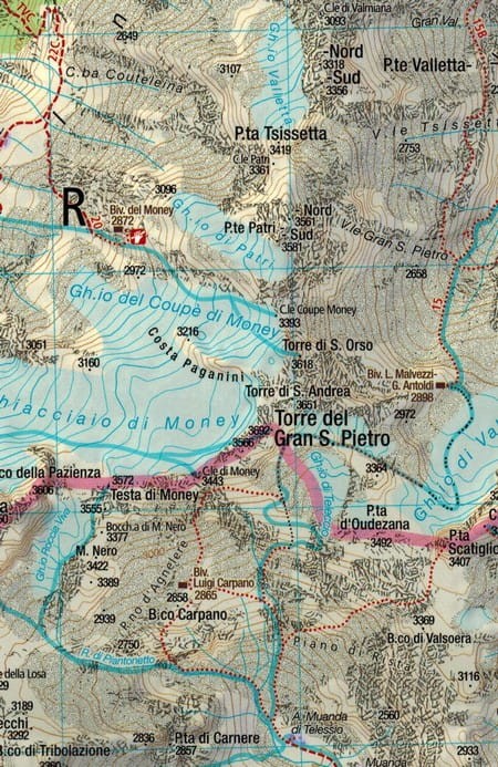 Park Narodowy Gran Paradiso, Dolina Aosty i Orco. Wodoodporna mapa turystyczna 86 wydawnictwa Kompass. Fragment 1
