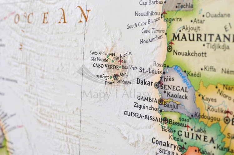 Świat 1:18 390 000. Mapa ścienna polityczna, ekskluzywna. Wydawnictwo: National Geographic. Fragment 6