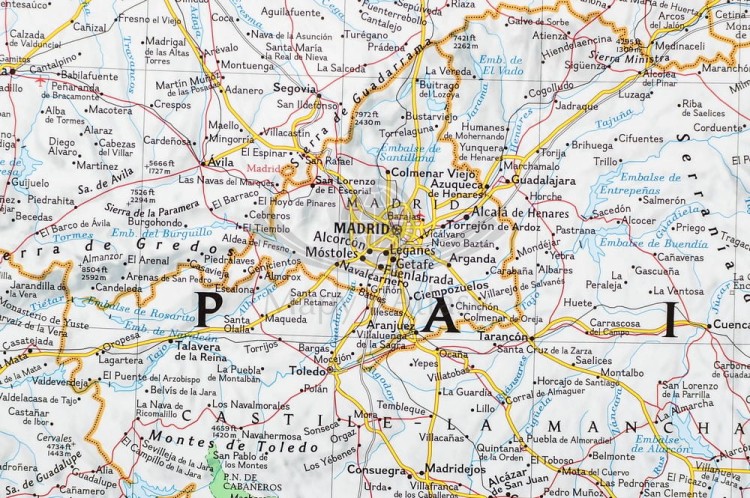 Hiszpania i Portugalia 1:2 074 000. Mapa ścienna wydawnictwa National Geographic. Fragment 2