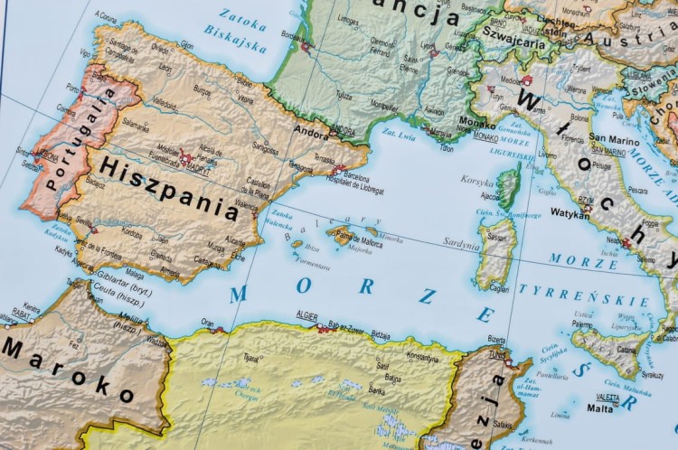 Europa. Mapa polityczna i fizyczna. Mapa ścienna. Fragment 13