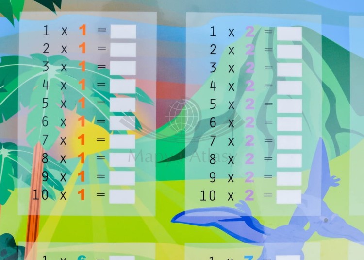 Prehistoryczna tabliczka mnożenia. Podkładka na biurko. Fragment 1