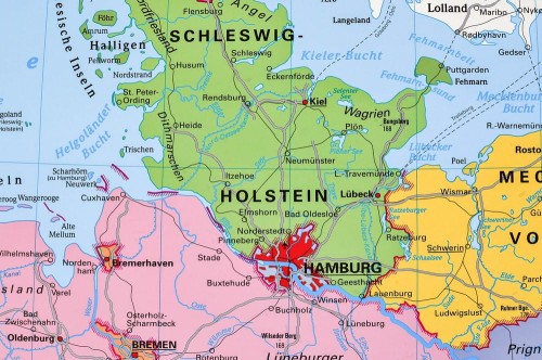 Niemcy 1:1 000 000. Mapa ścienna administracyjna. Fragment 1