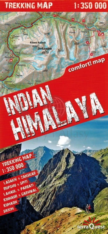 Himalaje indyjskie 1:350 000. Laminowana mapa trekkingowa. TerraQuest