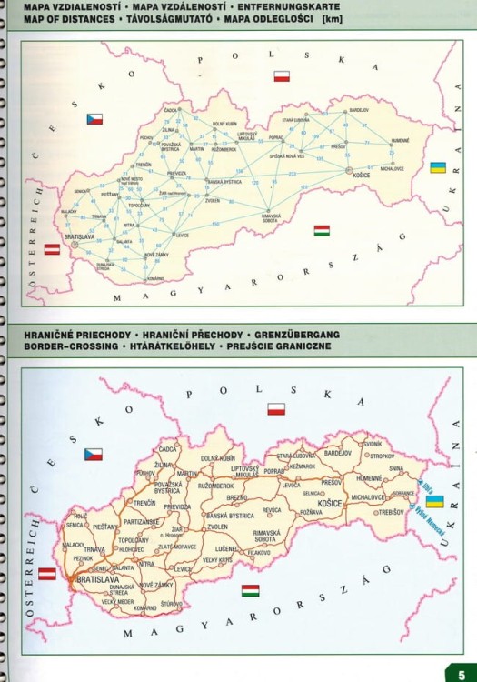 Słowacja 1:100 000. Atlas samochodowo-turystyczny wydawnictwa Freytag & Berndt.  Mapa odległości