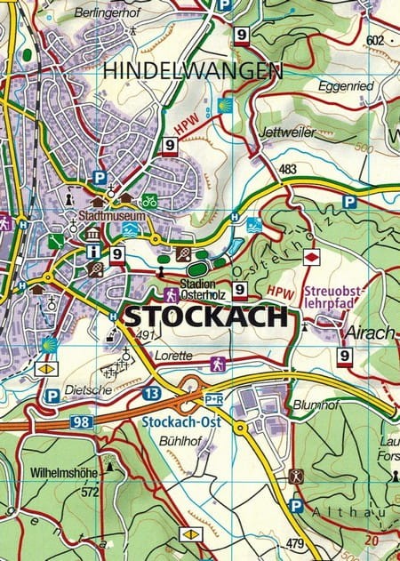 Jezioro Bodeńskie / Bodensee. Zestaw dwóch map turystycznych 11 wydawnictwa Kompass. Mapa 1 - fragment 2
