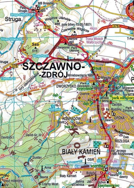 Góry Stołowe, Wałbrzyskie, Kamienne 1:50 000. Mapa turystyczna wydawnictwa Sygnatura. Fragment 2