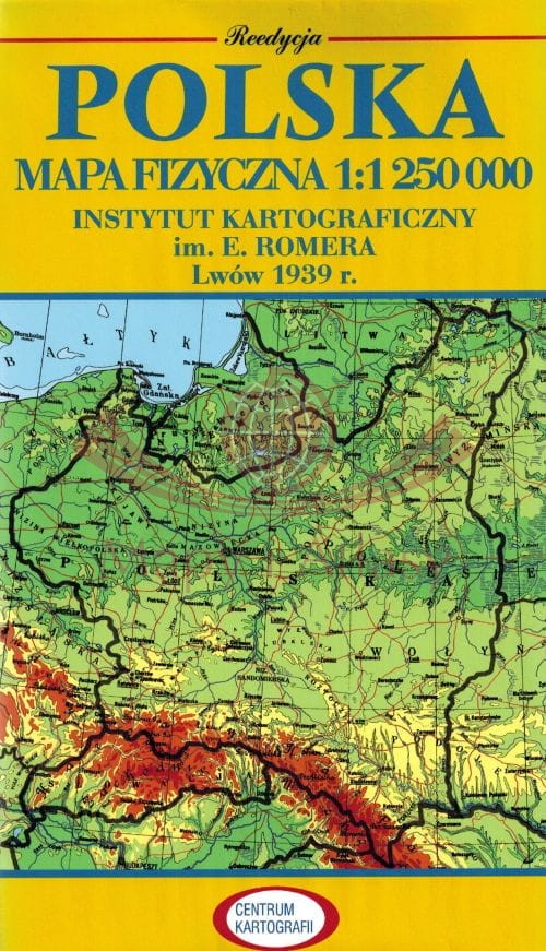 Polska mapa fizyczna 1:1 250 000. Reedycja. Lwów 1939 r.