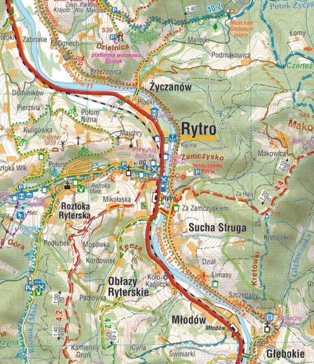 Beskid Sądecki 1:50 000. Mapa turystyczna wydawnictwa Compass. Fragment 2