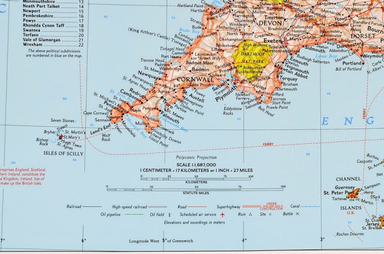 Wielka Brytania i Irlandia 1:1 687 000. Mapa ścienna wydawnictwa National Geographic. Fragment 4