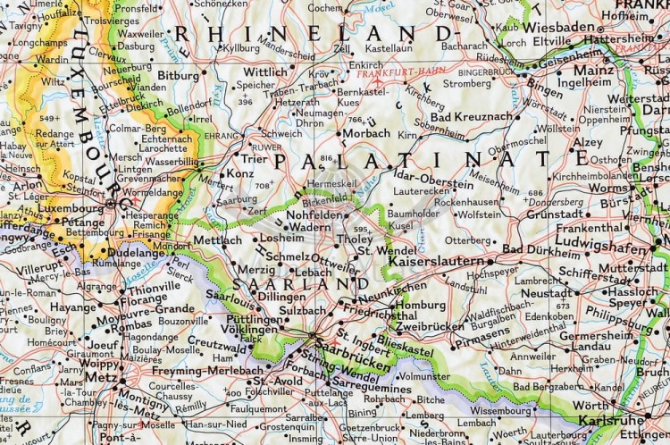 Niemcy 1:1 375 000. Mapa w wersji do wpinania wydawnictwa National Geographic. Fragment 5