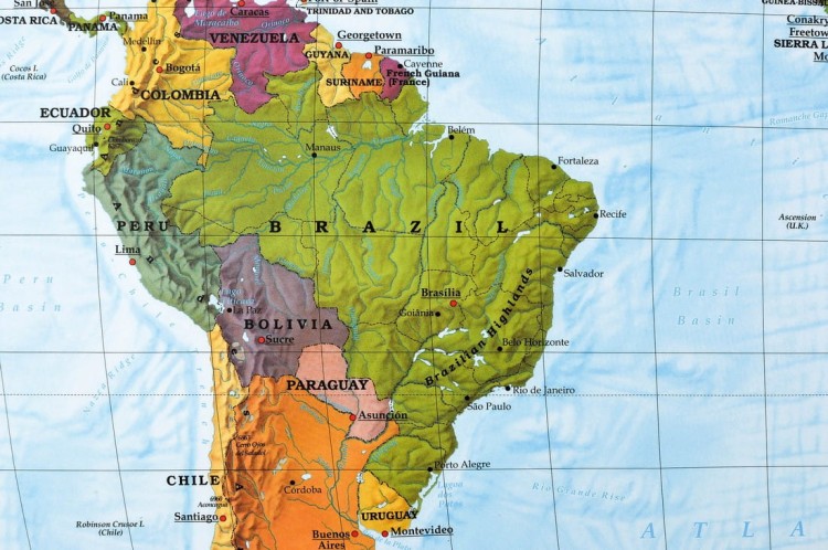 Świat 1:40 000 000. Mapa ścienna polityczna wydawnictwa Freytag & Berndt. Fragment 7