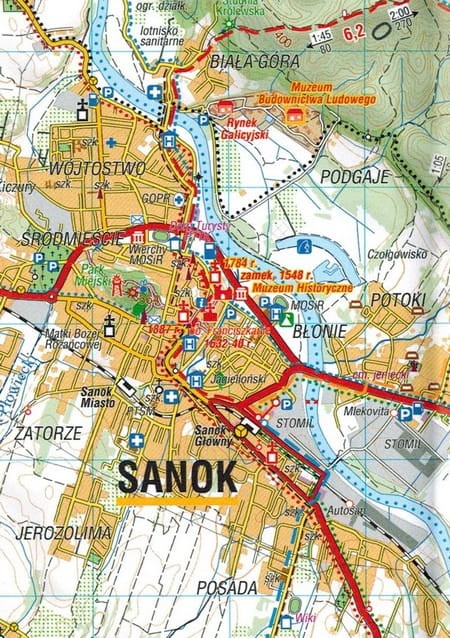 Góry Sanocko-Turczańskie. Okolice Sanoka. Mapa turystyczna wydawnictwa Compass. Fragment 1