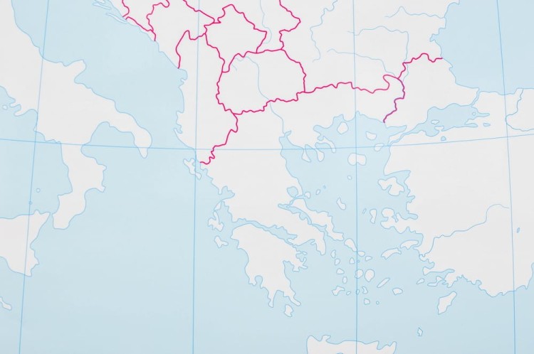 Europa 1:4 000 000. Mapa ścienna konturowa (do ćwiczeń) wydawnictwa Meridian. Fragment 4