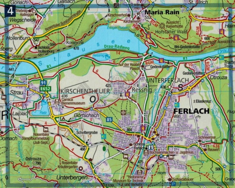 Klopeiner See, Karawanken Ost, Steiner Alpen. Laminowana mapa turystyczna wydawnictwa Kompass. Fragment 3