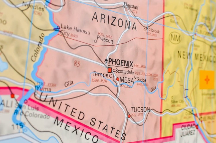 Stany Zjednoczone / USA 1:5 500 000. Mapa ścienna administracyjna z kodami pocztowymi. Fragment 3