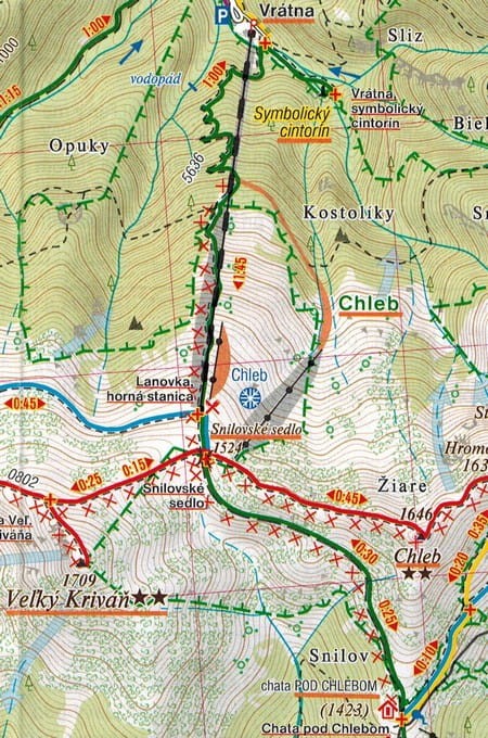 Mała Fatra. Mapa turystyczna 705 wydawnictwa Shocart. Fragment 2
