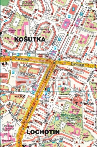 Pilzno i okolice / Plzen. Plan miasta / Mapa turystyczna wydawnictwa Shocart. Fragment 1