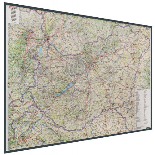 Węgry 1:400 000. Mapa drogowa w ramie drewnianej. FB