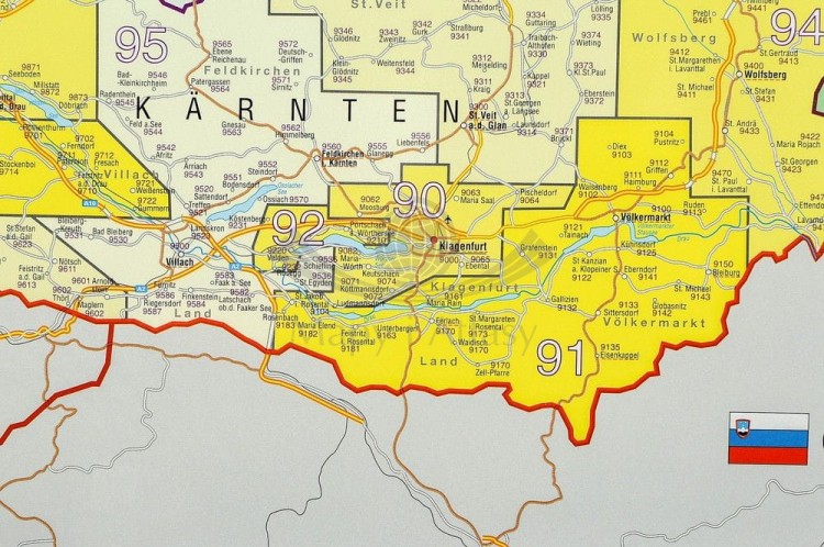 Austria 1:620 000. Mapa kodowa w wersji magnetycznej wydawnictwa Stiefel. Fragment 5