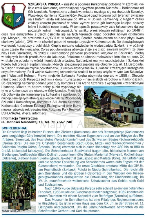 Szklarska Poręba i okolice. Plan miasta wydawnictwa Galileos. Informator - fragment