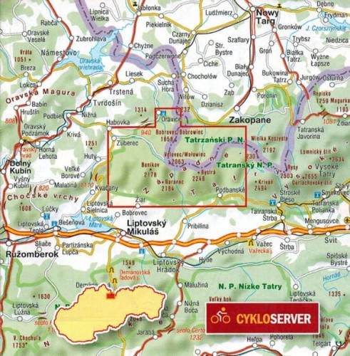 Tatry Zachodnie. Mapa turystyczna 702 wydawnictwa Shocart. Zasięg