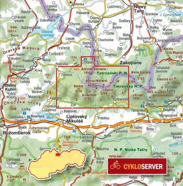 Tatry Zachodnie. Mapa turystyczna 702 wydawnictwa Shocart. Zasięg