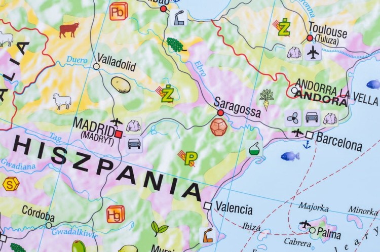 Europa gospodarcza 1:4 500 000. Mapa ścienna wydawnictwa Meridian. Fragment 3