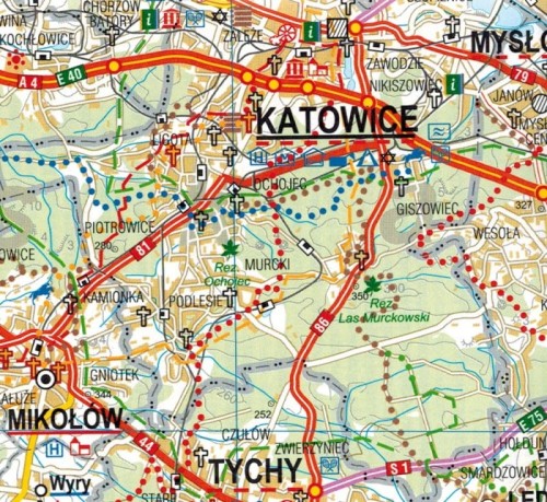 Województwo śląskie 1:200 000. Mapa administracyjno-turystyczna wydawnictwa BiK. Fragment 1