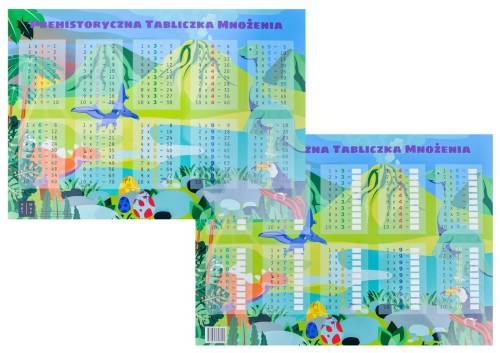 Prehistoryczna tabliczka mnożenia. Podkładka na biurko. Dwie strony