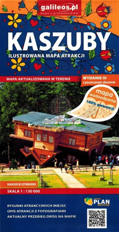 Kaszuby 1:130 000. Wodoodporna, ilustrowana mapa atrakcji turystycznych wydawnictwa Galileos. Okładka