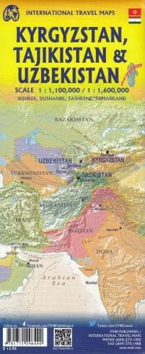 Uzbekistan, Kirgistan, Tajikistan. Wodoodporna mapa samochodowo-turystyczna wydawnictwa ITMB. Okładka - tył