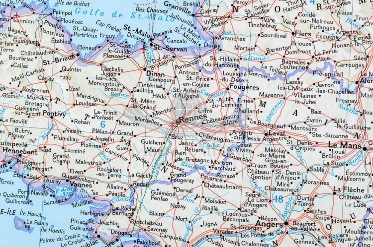 Francja, Belgia, Holandia, Anglia, Walia 1:1 953 000. Mapa polityczna w ramie drewnianej. Wydawnictwo: National Geographic. Fragment 4